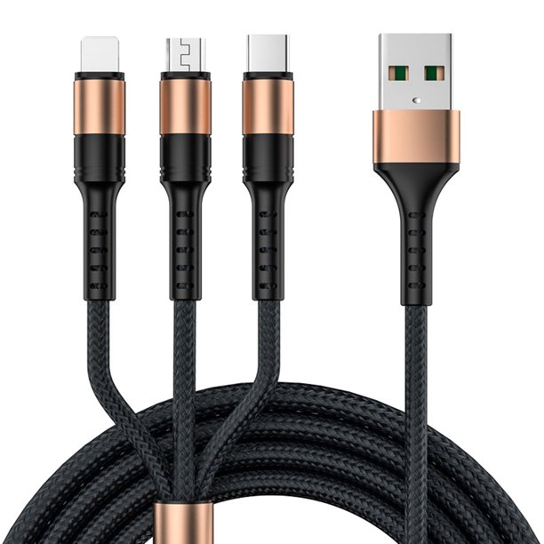 HULPPRE 4ft Universal Charging Cable 3 in 1 Nylon Braided USB Cable 5A Fast Multiple Charger Cable Compatible with iPhone